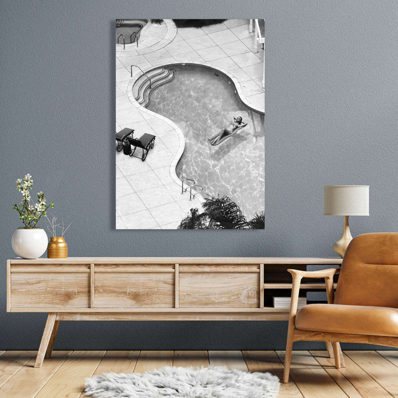 The Swimming Pool III (B&W) - Wrapped Canvas Art Prints, 100cm H x 70cm W x 4cm D