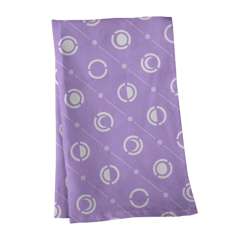 Torchon Moon phases, Mauve clair / blanc, Croisé en coton