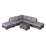 Caron Wicker Fully Assembled 6 - Person Seating Group with Cushions