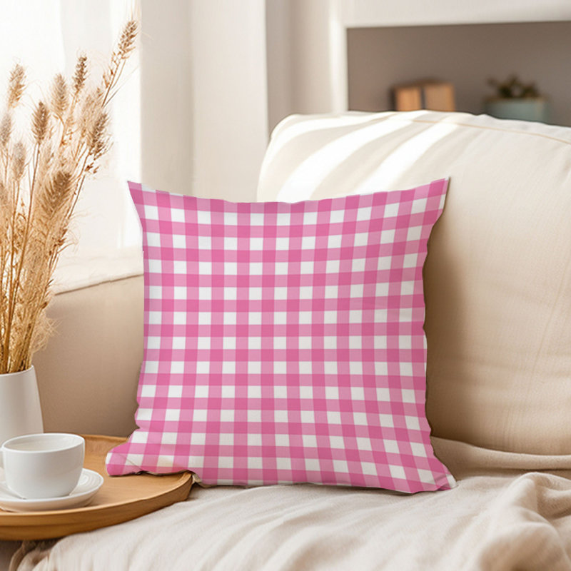 Abstract Pink Plaid Pattern III Modern, 20"H x 20"W