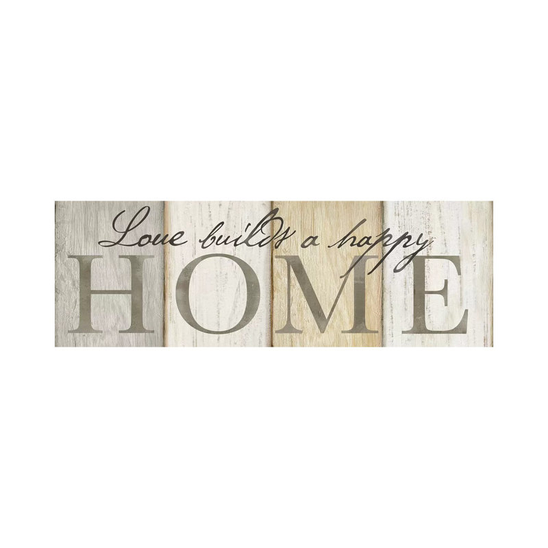 Love Builds Home Neutral Sign by Cynthia Coulter - Wrapped Canvas Panoramic Print, 30.48 cm H x 91.44 cm W x 1.91 cm D
