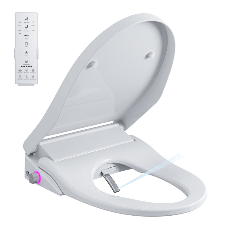 Smart Bidet Mandeville - Instant Warm Water - Silver-Ion Nozzle - Powerful Deodorization - Heated Seat & Warm Air Dryer - Dual Control (Remote & Knob) - Led Night Light