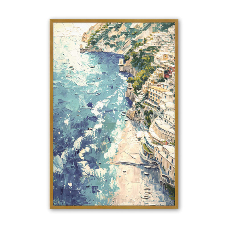 " Positano Sunset Serenade " by Azure Artisanal Studio, Polished Gold, 21.25" H x 17.25" W x 1.25" D