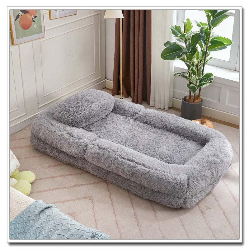Lit pour chien humain, canapé paresseux, convertible réglable à 5 positions, Gris clair