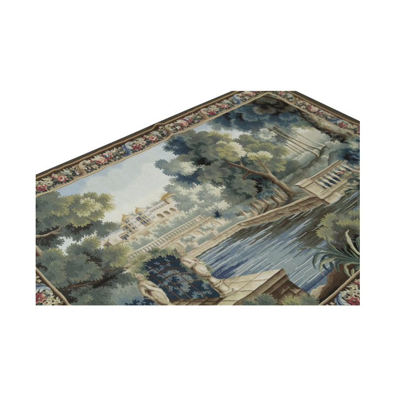 Tapis bleu de haute qualité noué à la main
