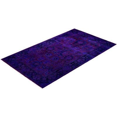 Overdyed One-of-a-Kind Rectangle 3'2" X 5'3" Hand Knotted Area Rug
