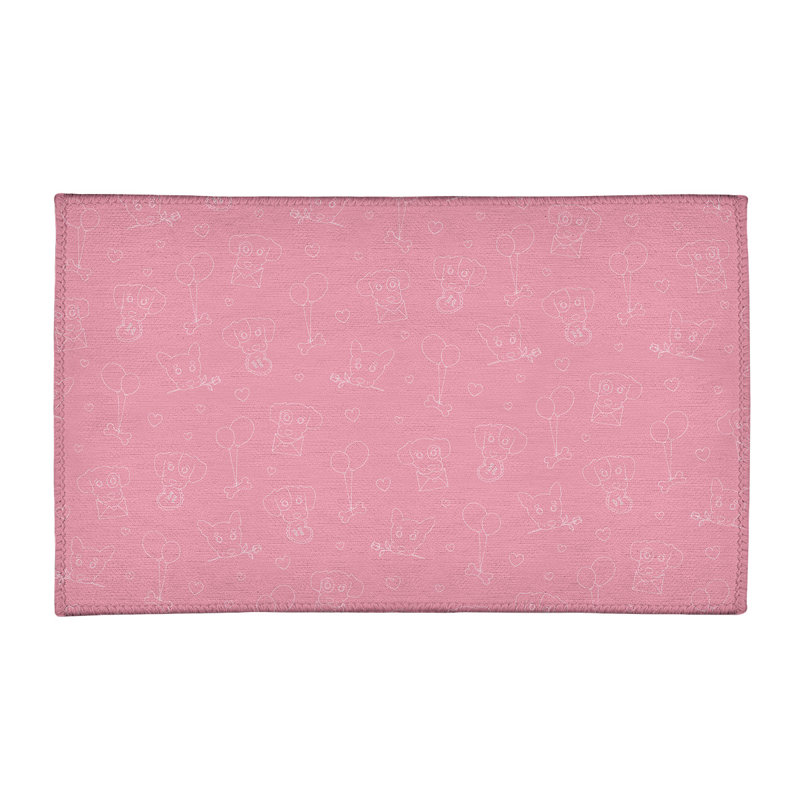 Tapis zone rose fait main, Rectangle 2 pi x 3 pi
