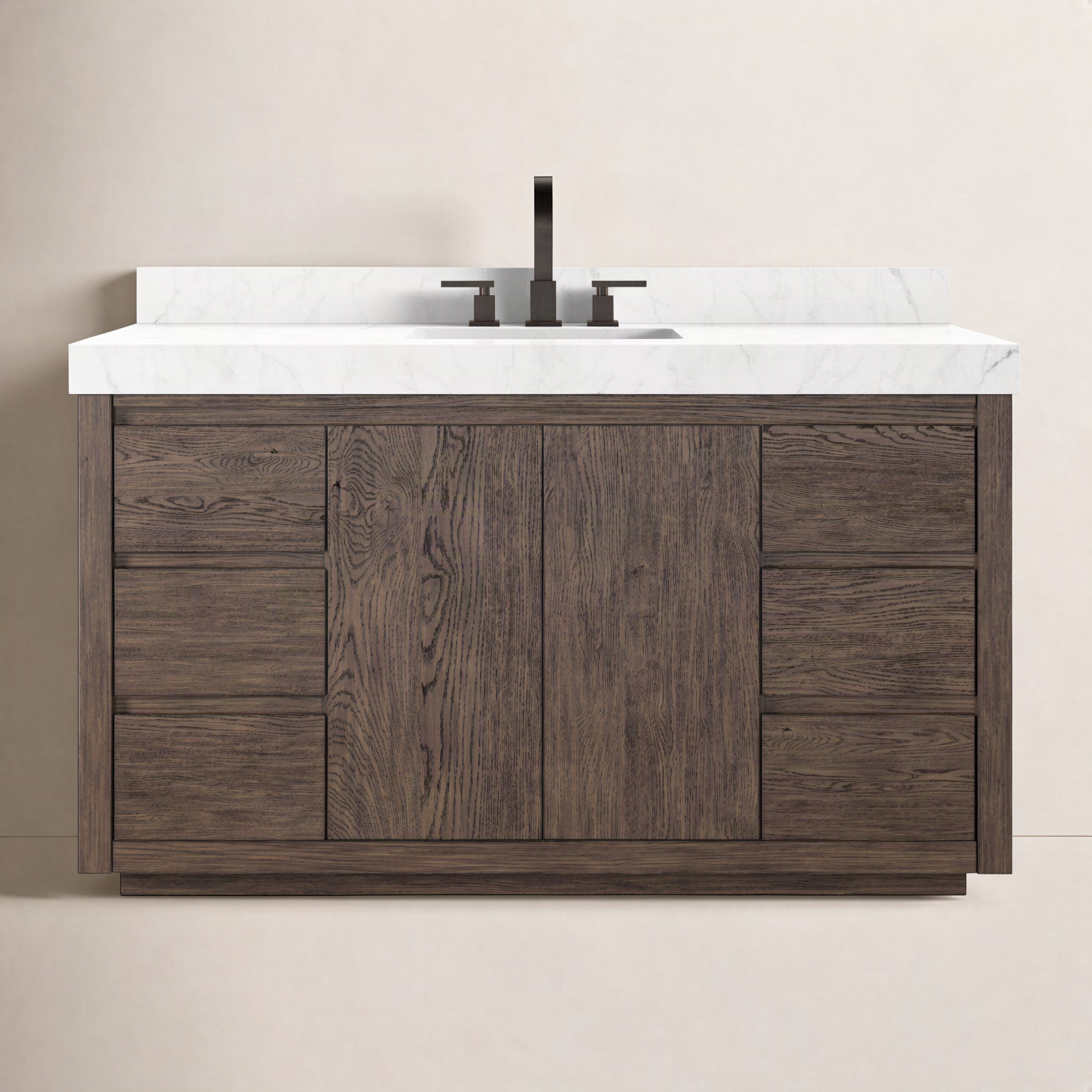 Oak Single Bathroom Vanity, Satin Espresso Oak