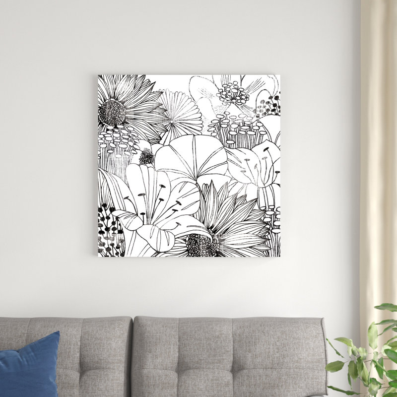 Jardin contemporain I noir et blanc, H 30 po x l 30 po x P 1,25 po