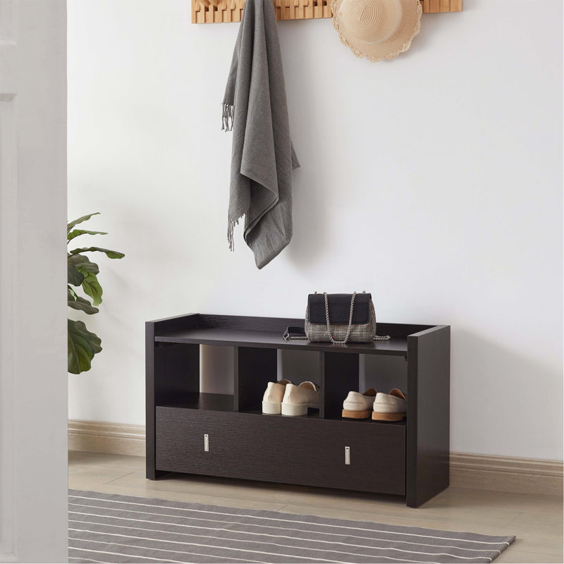 Banc d'entrée pour chaussures avec tiroir, rangement pour chaussures, espresso