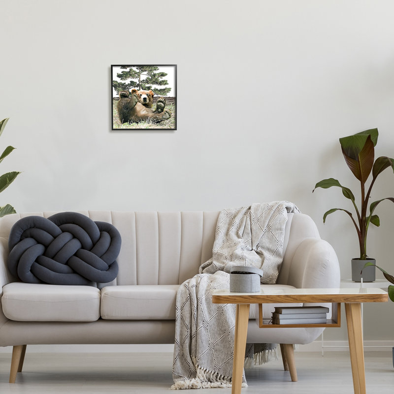 Reproduction d'art de giclée blanche, jouant des oursons dans la forêt, par Kim Curationa, Giclée encadrée noir minuit