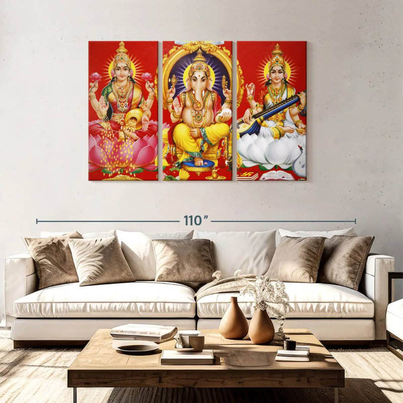 Adella Laxmi Ganesh et Saraswati, H 48 po x l 74 po