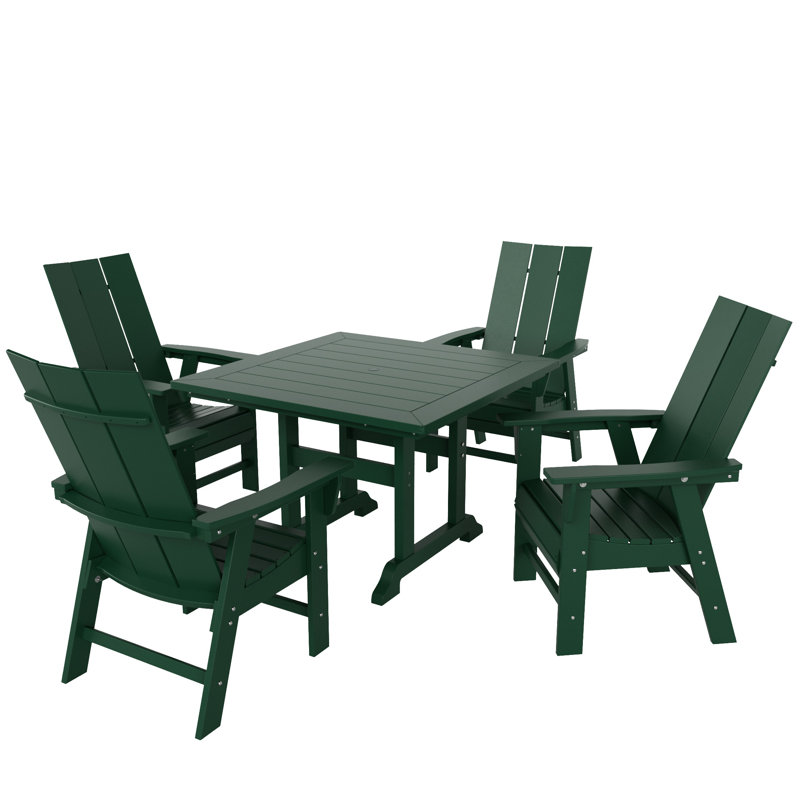Joubert 4 - Person Patio Dining Set with Square Table, Dark Green