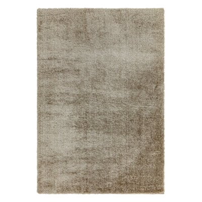Natonia Shiny Shaggy Mink Brown Area Rug