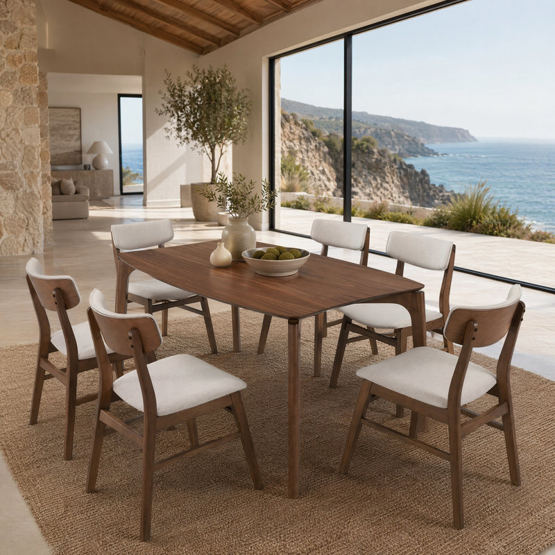29.5" H 5-Piece Wood Dining Table Set, Brown, 4