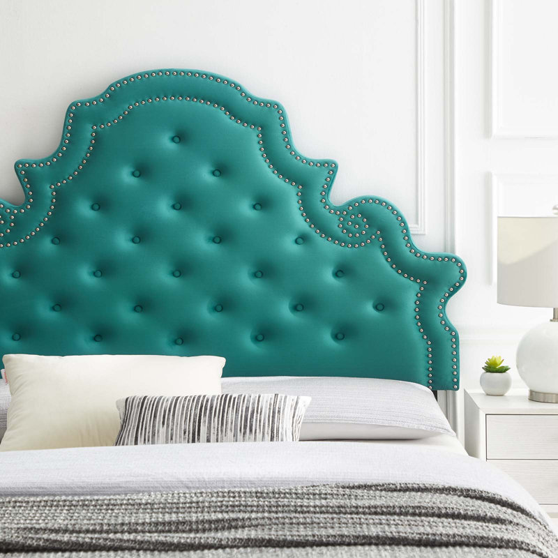 Ambridge Velvet Upholstered Panel Headboard, Green, King/California King
