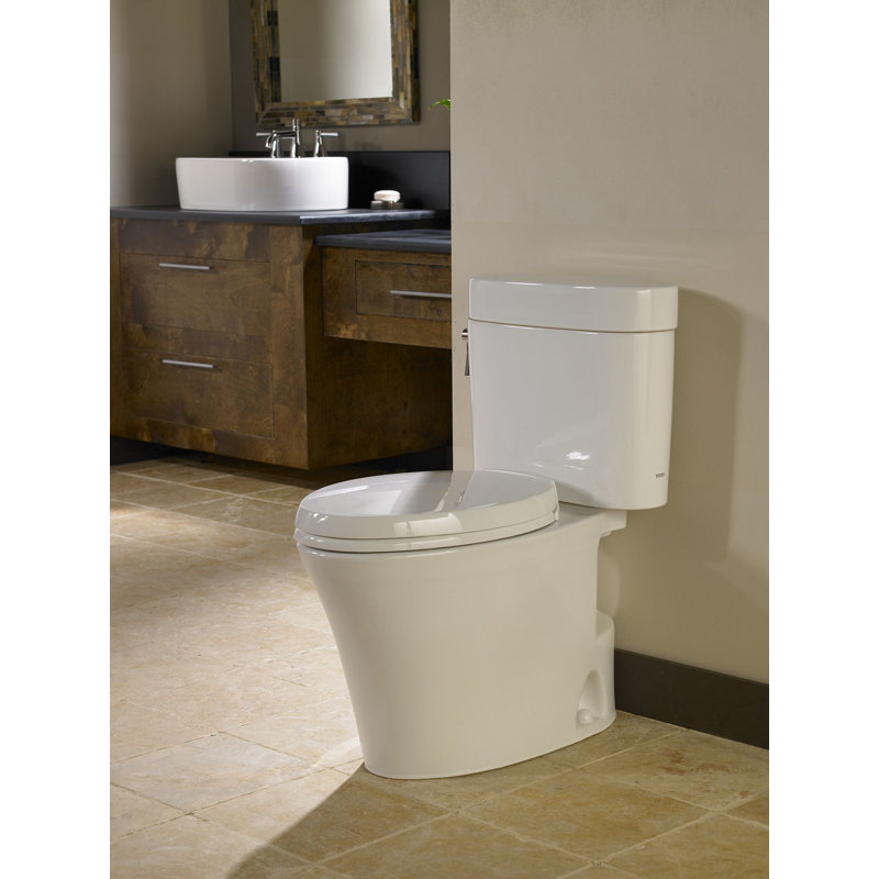 Nexus 1.6 GPF Elongated Two-Piece Toilet (Seat Not Included), Bone, Left-Hand