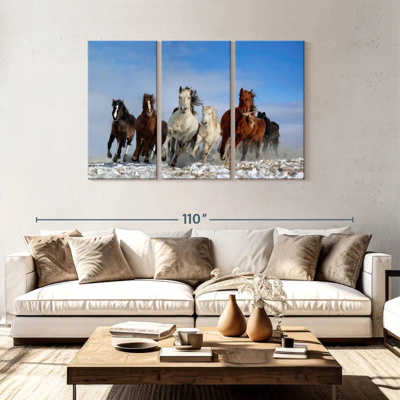 Brampt, chevaux de Mongolie, H 48 po x l 74 po
