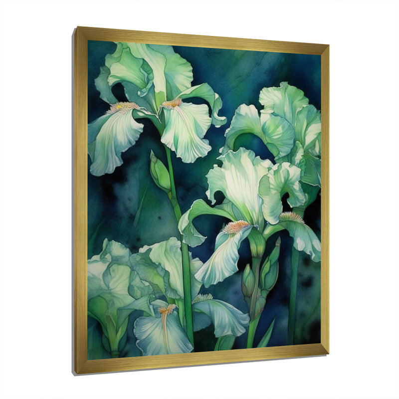 " Green Iris Petal ", Gold Picture Framed, 32" H x 24" W x 1" D