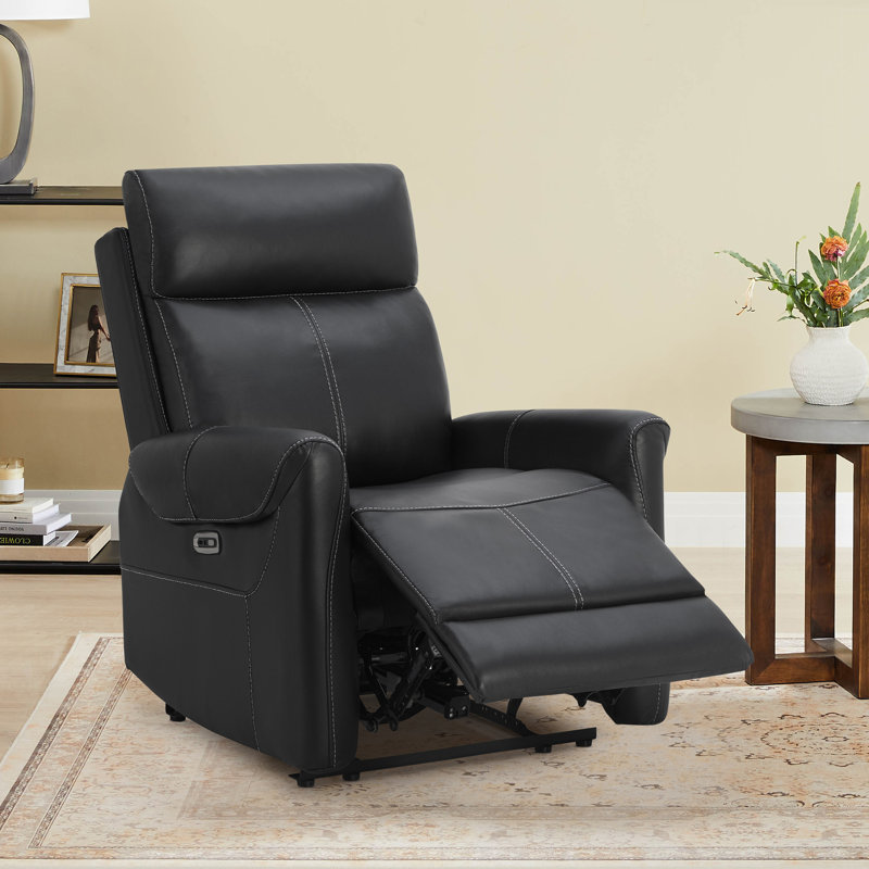 Zero Clearence RV Friendly Vegan Leather Power Recliner, Black