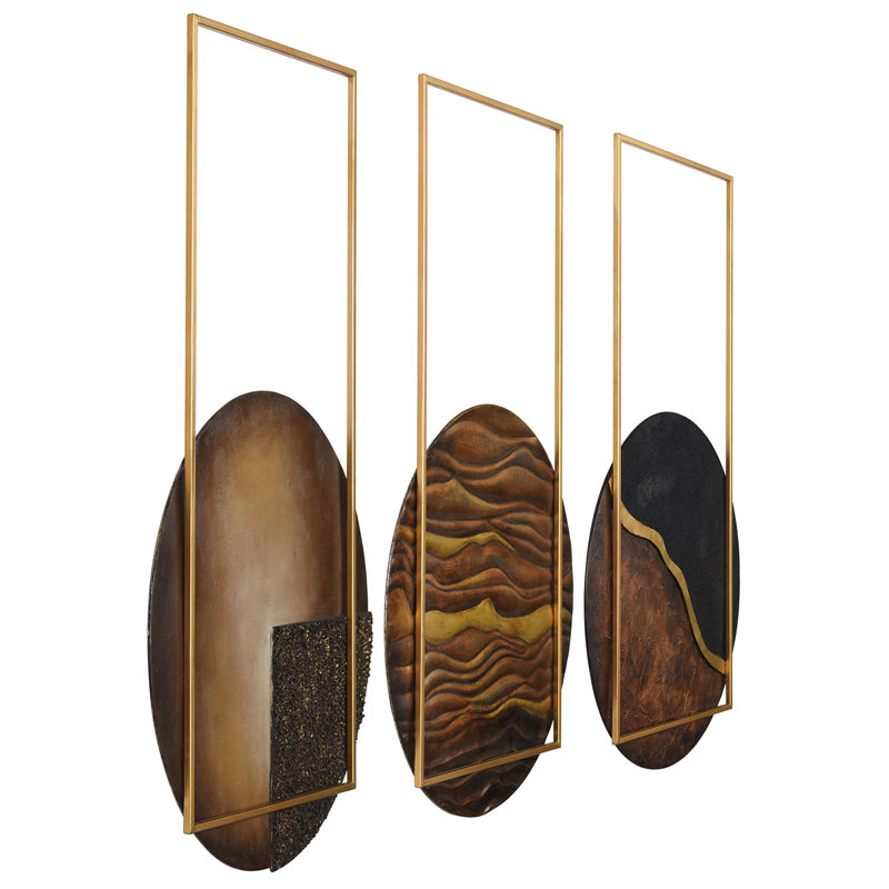 Horizon Sun - Set Of Three Hand Made Metal Wall Art Sculpture - 68In x 39In x 1In