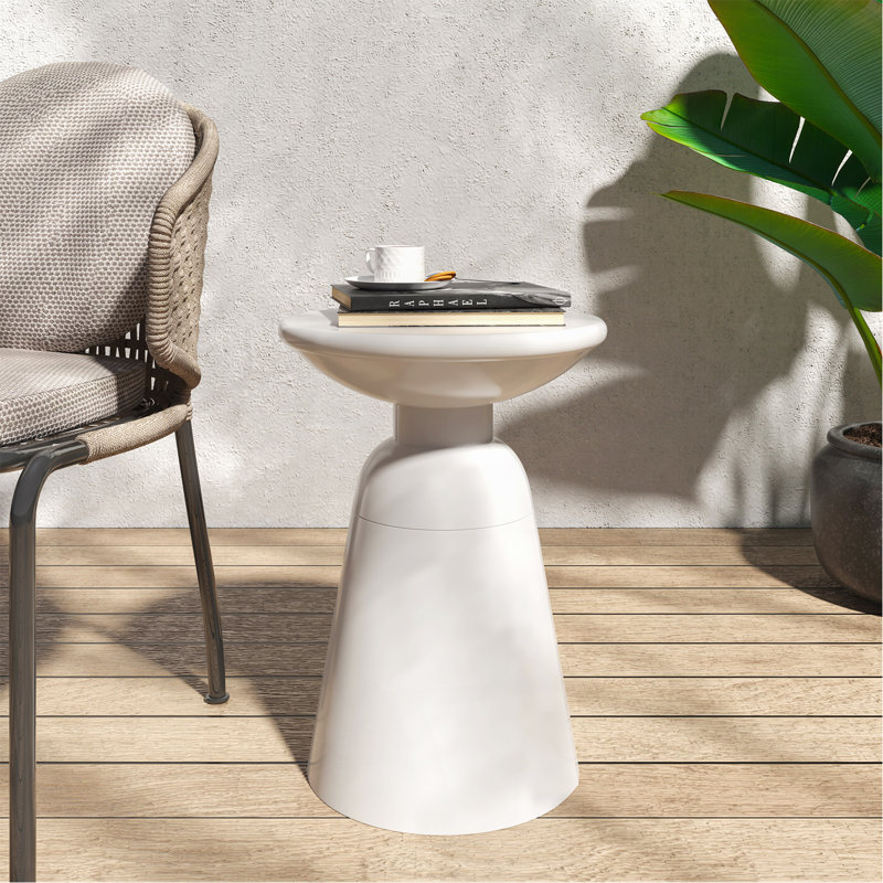 Table de bout d'extérieur en métal - Grand, Blanc