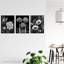 Elegant Single Allium Anemone Dahlia Flowers Black White - 3 Piece No Frame Print Set-2027386419