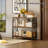 Entry Table 31.5" Width, 3-Tier Entryway Table with Storage, Industrial Sofa Table with Open Shelves, Foyer Tables for Entryway, Hallway, Kitchen, Living Room and Bedroom, Rustic Brown-1051513752-1052361614
