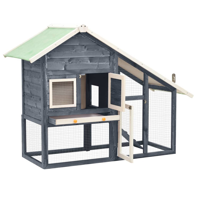 Karson Weather Resistant Rabbit Hutch, Grey/White
