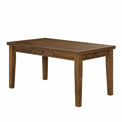 Transitional Rectangular Dining Table With 4 Drawers, Walnut Finish, Solid Rubber Wood, Bearing Glides, For Kitchen Use Full Extension Walnut, Seating