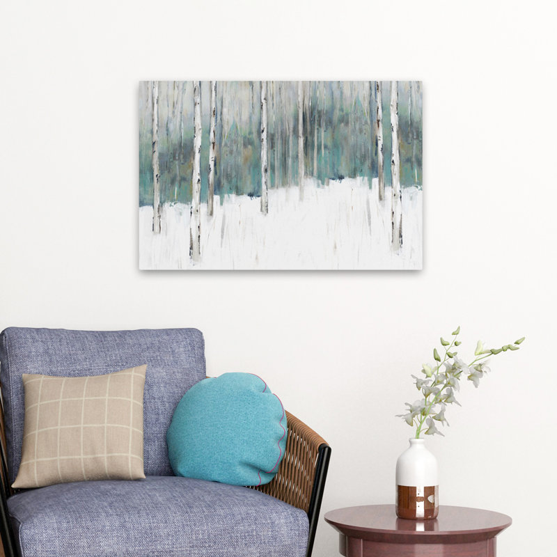 Winter’S Trail I Landscape Nature Tree Forest Peinture Canva Art Contemporary, H 24 po x l 16 po