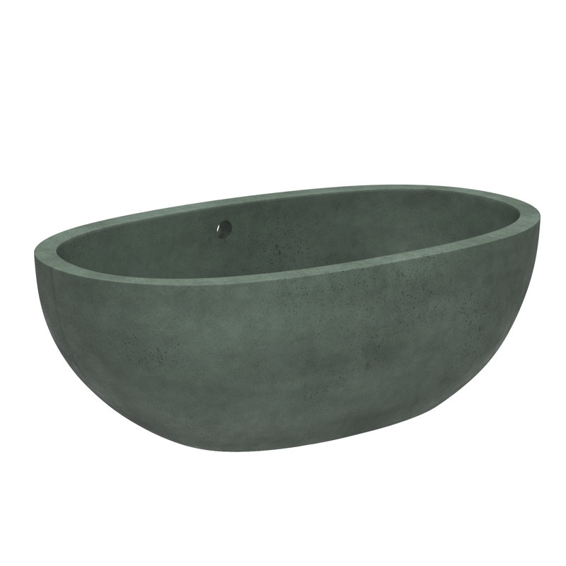 Avalon NativeStone Freestanding Soaking Cement Bathtub, Forest, 21" H x 36" W x 62" L