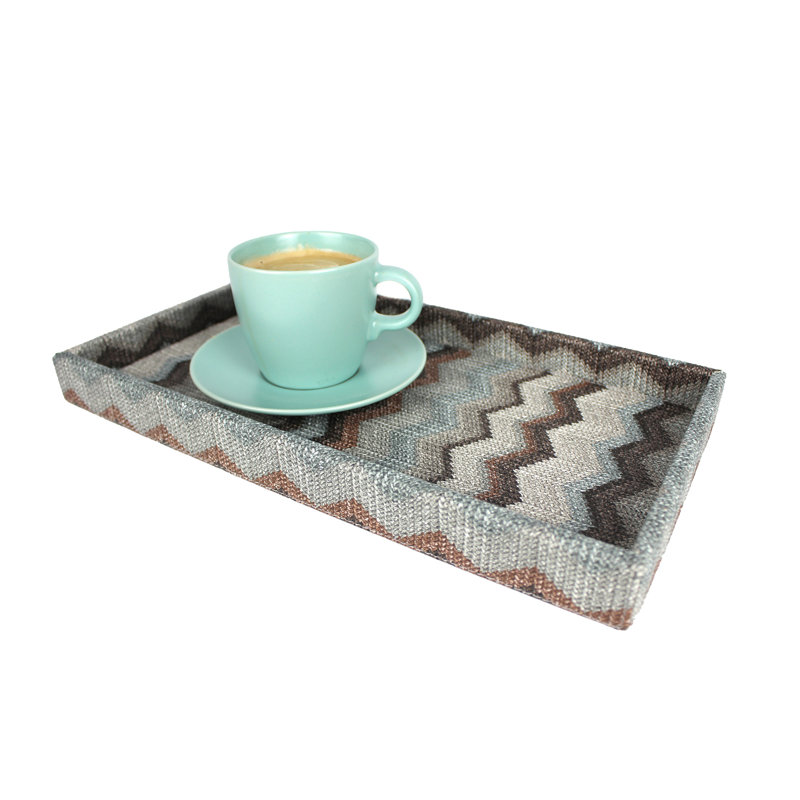 Conerly Polyester Tray, 3cm H x 36cm W x 19cm D, Grey/Brown/Blue