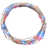 Patriotic LED Micro Fairy Lights - 17' - Red White And Blue - Copper Wire - 50Ct