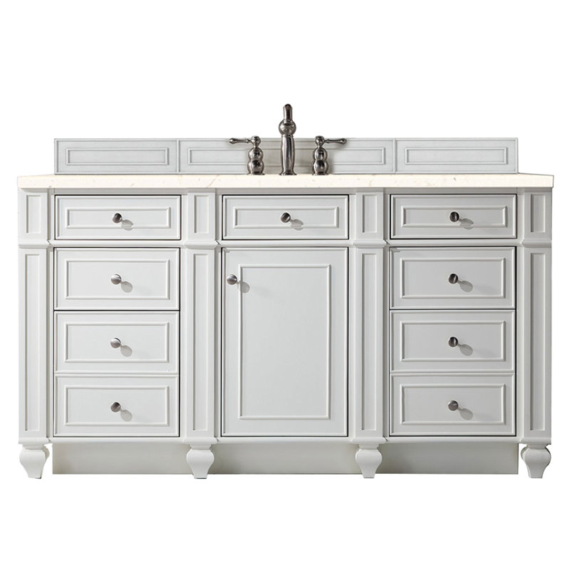 Bristol 60'' W Single Vanity, Bright White, 8" Widespread, Tajnar Eclos