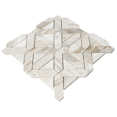 Selene Oro Geometric 12 in. x 12 in. Honed Marble Mosaic Floor and Wall Tile