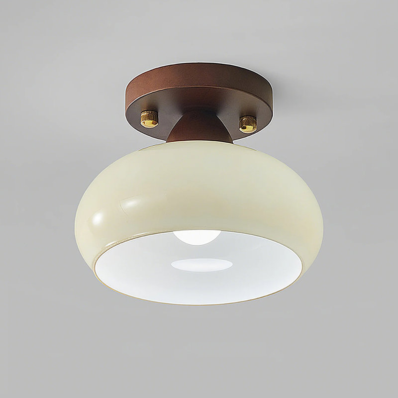 American Retro Wooden Glass Ceiling Lamp