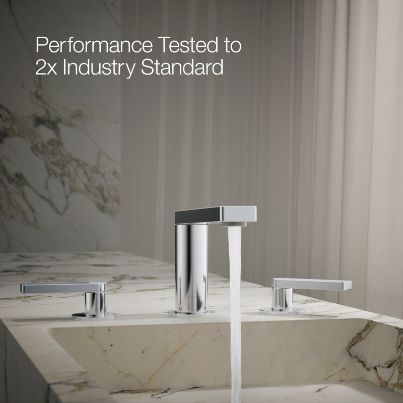 Composed Widespread Bathroom Faucet with Drain Assembly, Polished Chrome