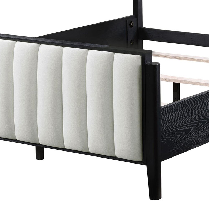 Lit tapissier de 60 po noir, Très grand