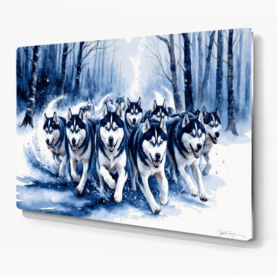 Dogs Siberian Husky Blue Metal Wall Art