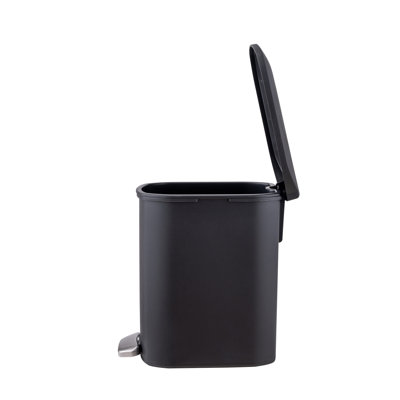 Plastic Bathroom Trash Can with Soft-Close Lid, Hands-Free Foot Pedal, Removable Inner Bucket, 6L / 1.6 Gallon