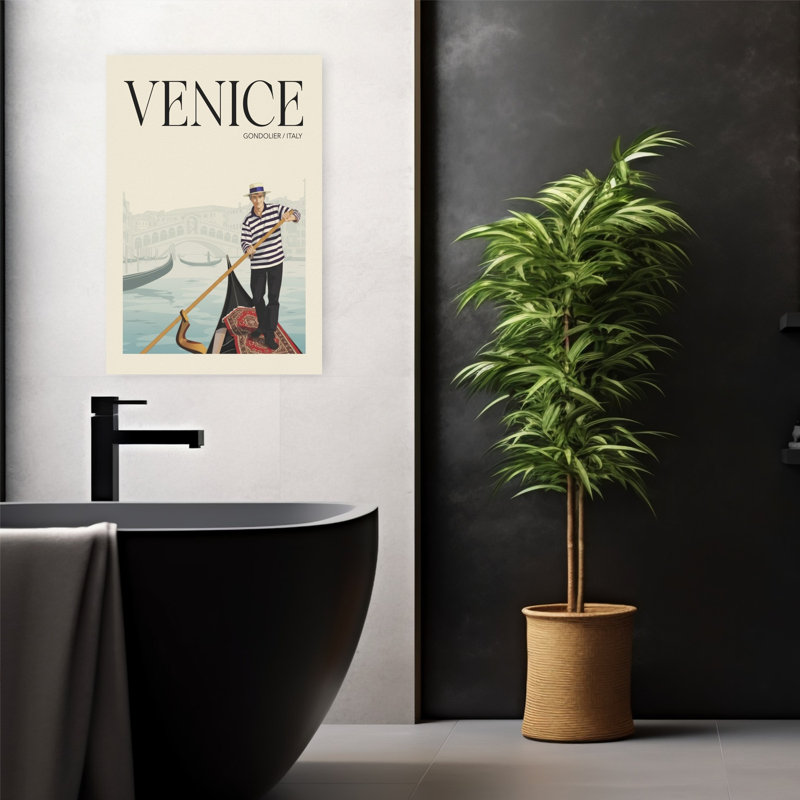 Venice Gondolier Scene by Andreas Magnusson - Wrapped Canvas Print, 60.96 cm H x 40.64 cm W
