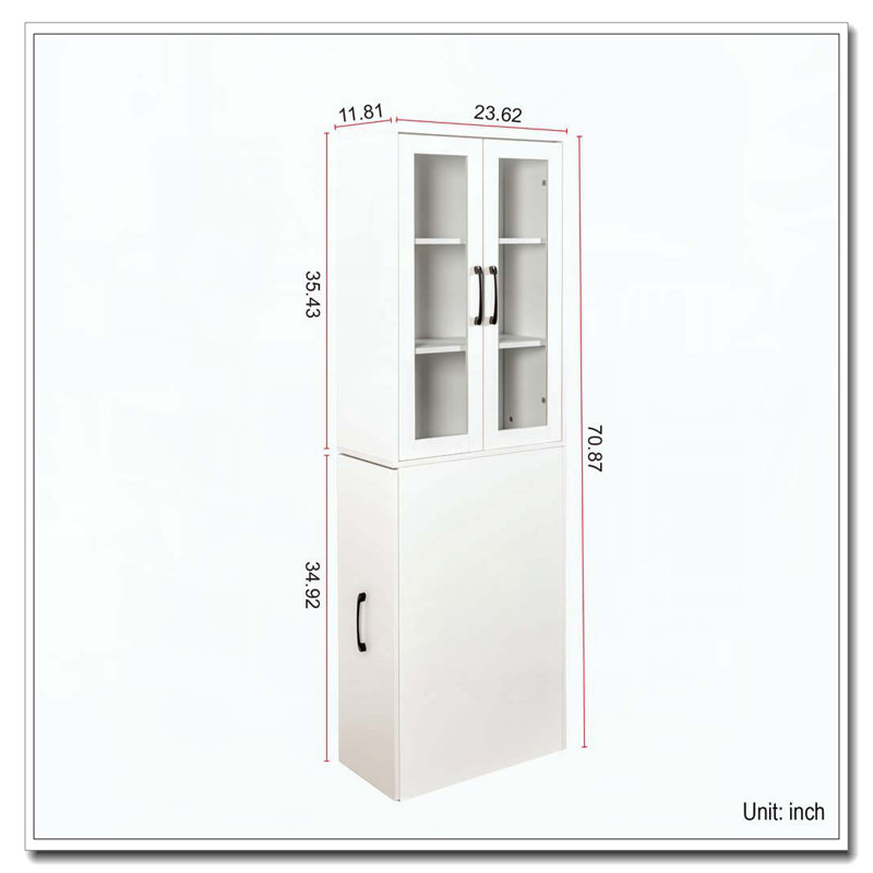 Vitrine avec tablettes coulissantes, Blanc