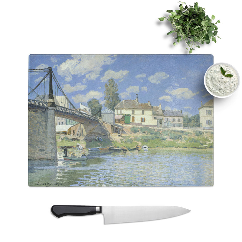 Bridge at Villeneuve-La-Garenne by Alfred Sisley Chopping Board, 0.4cm H x 28.5cm W x 39cm L