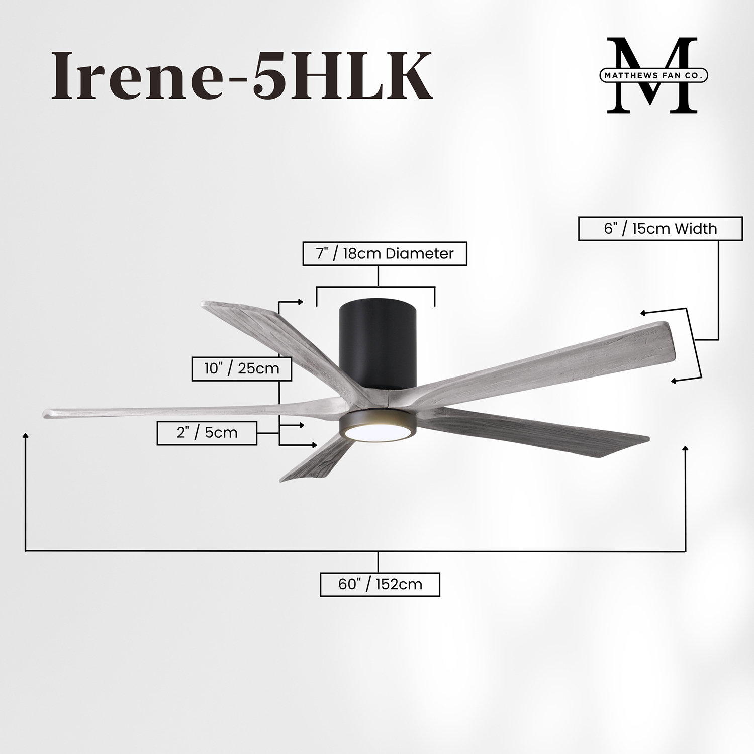Irene Ceiling Fan with LED Light Kit, Matte Black, 60", Barn Wood Tone