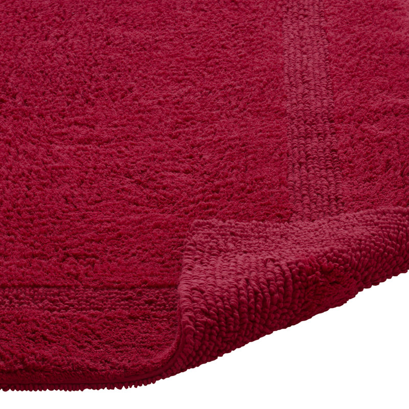 Rozanne Reversible Cotton Bath Rug, Red, 17" x 24" Rectangle