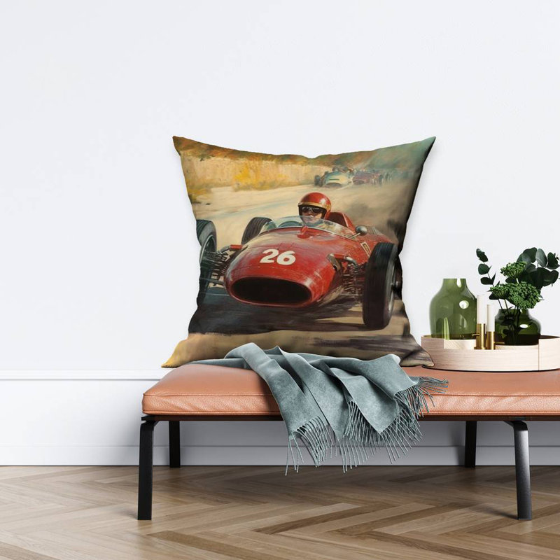 Number 26 Transportation Illustrative Poly Twill Throw Pillow, Square 26"