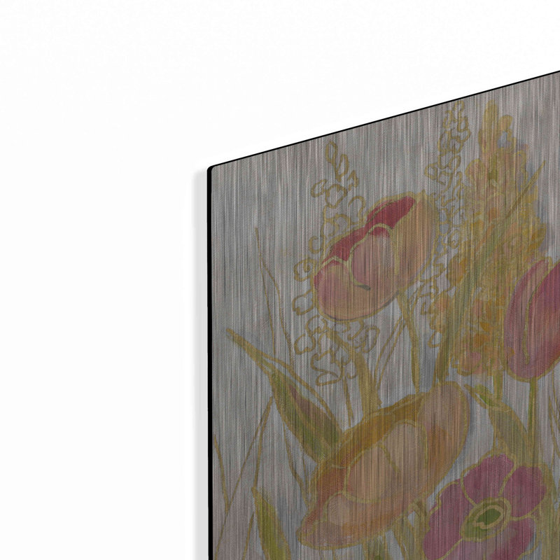 «Opalescent Floral II» par Silvia Vassileva, art mural en métal, H 12 po x l 12 po