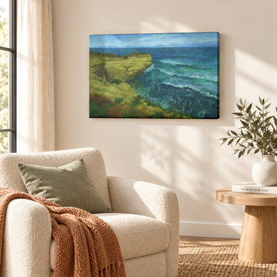 Blue Coastal Cliff Canvas Wall Art