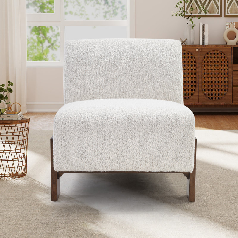 29.1" Wide Cozy Upholstered  Armless Slipper Chair  With Solid Wood Legs